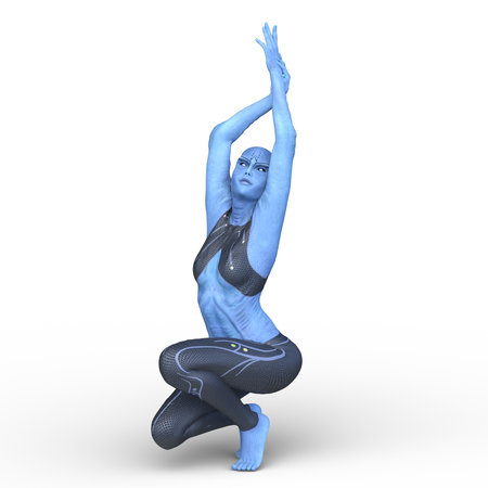 3D rendering of a female alienの写真素材