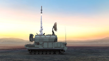 3D rendering of the surface to air guided missileの写真素材