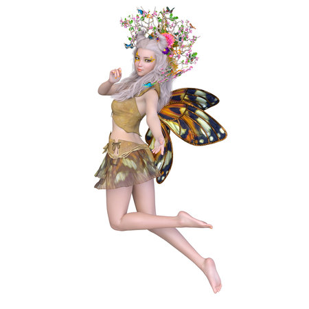 3D rendering of a butterfly fairyの写真素材