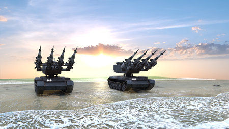 3D rendering of the surface to air guided missileの写真素材