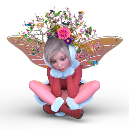3D rendering of a butterfly fairyの写真素材