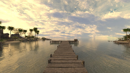 3D rendering of the pierの写真素材