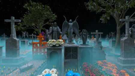 3D rendering of the graveyard