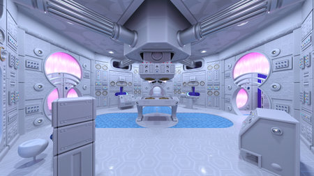 3D rendering of the inspection room in the spacecraftの写真素材