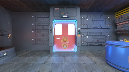 3D rendering of the inspection room in the spacecraftの写真素材