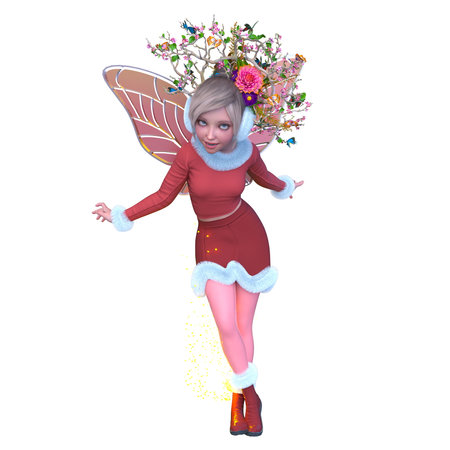 3D rendering of a butterfly fairyの写真素材