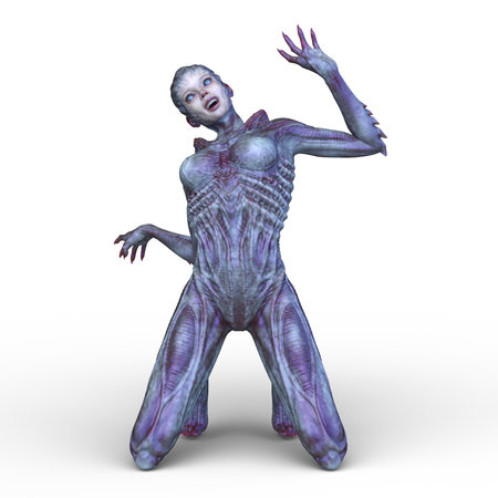 3D rendering of a female alienの写真素材