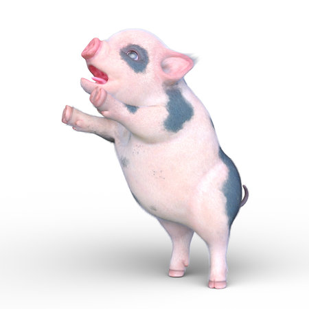 3D rendering of a miniature pigの写真素材