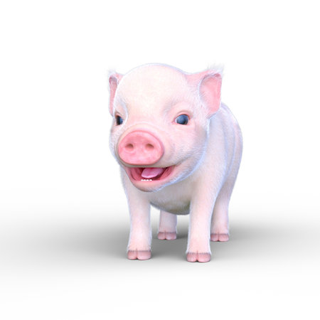 3D rendering of a miniature pigの写真素材