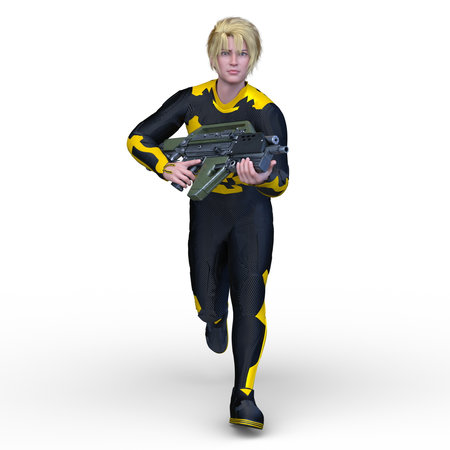 3D rendering of a cyber manの写真素材