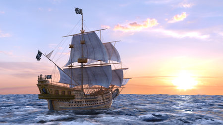 3D rendering of a sailing boat