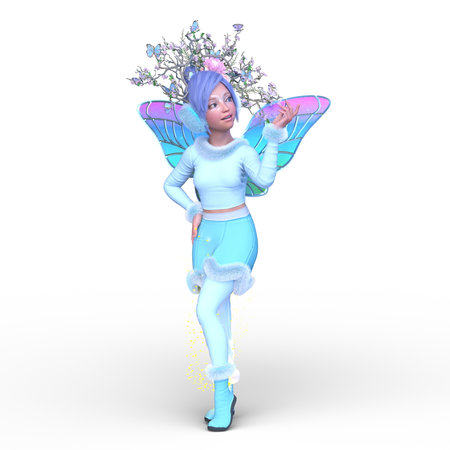 3D rendering of a butterfly fairyの写真素材