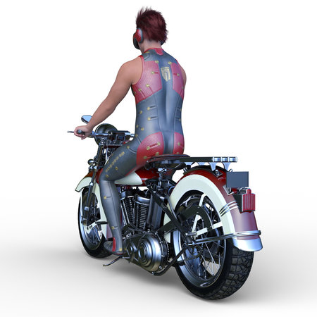 3D rendering of a cyber man riderの写真素材