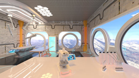3D rendering of the inspection room in the spacecraft