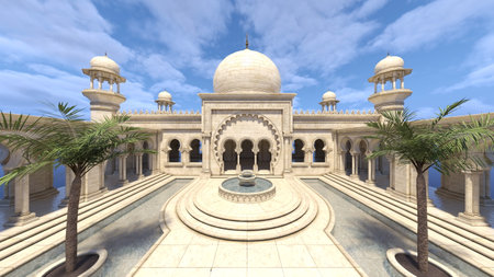 3D rendering of the palace courtyardの写真素材