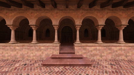 3D rendering of the stone wall passage