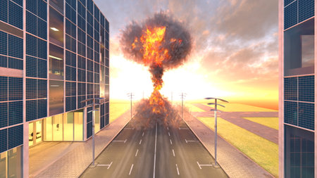 3D rendering of the future city scenery under attack