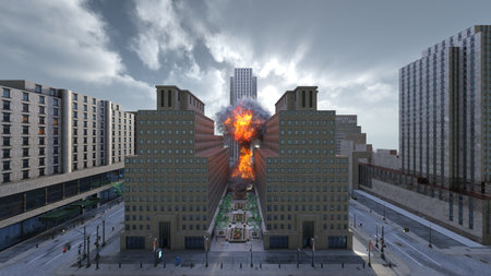 3D rendering of the future city scenery under attack