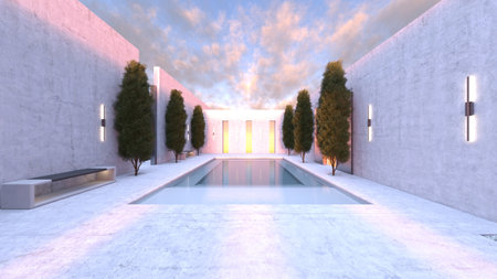3D rendering of the entranceの写真素材