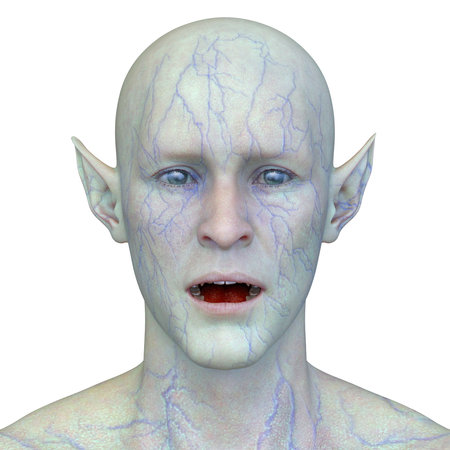 3D rendering of an alien faceの写真素材