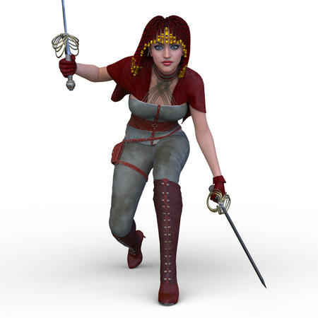3D rendering of a female fencerの写真素材