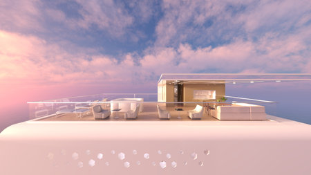 3D rendering of the rooftop swimming poolの写真素材