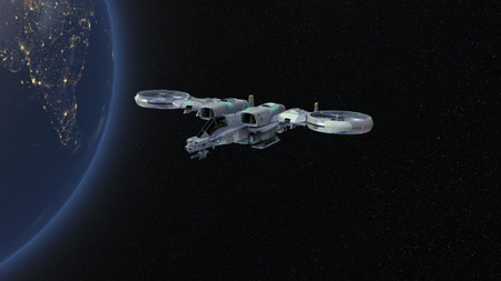 3D rendering of a spaceshipの写真素材