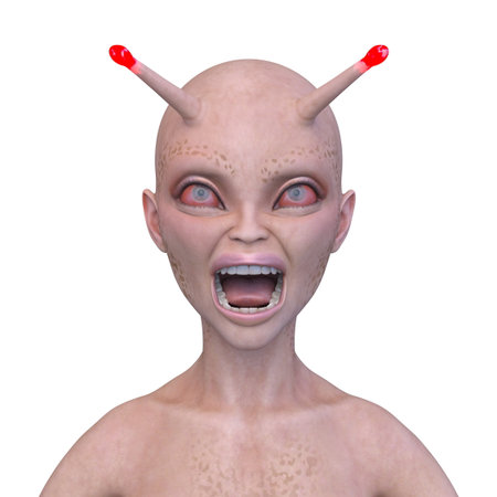 3D rendering of a female alien face