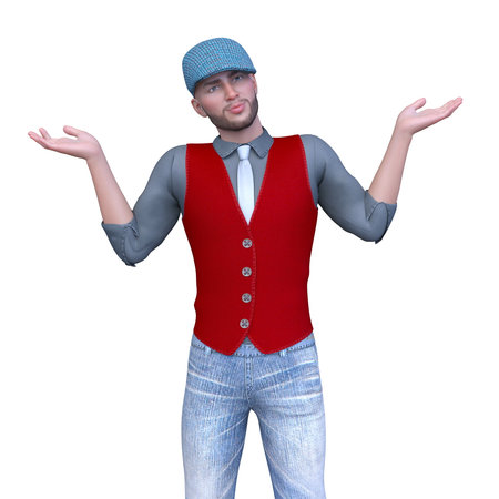 3D rendering of a man in with blue capの写真素材