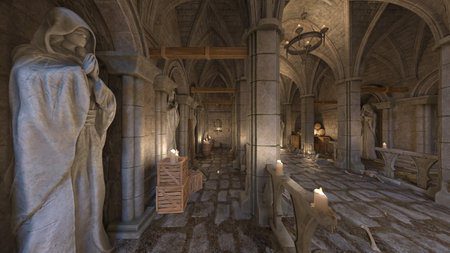 3D rendering of the stone streetscapeの写真素材