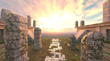 3D rendering of the ancient ruinsの写真素材