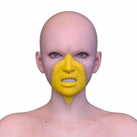 3D rendering of a woman's face close-up