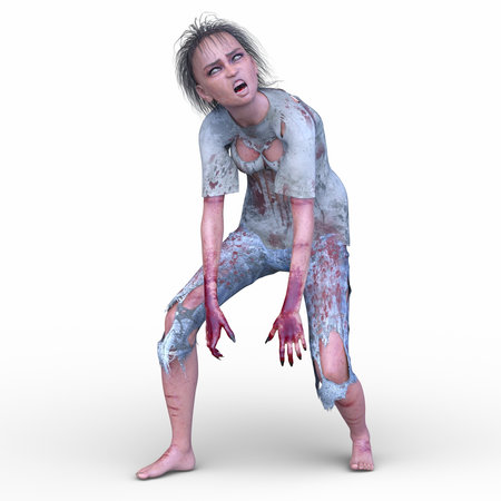 3D rendering of a female zombieの写真素材