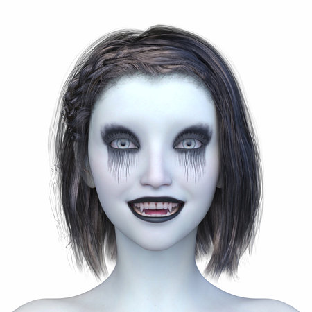 3D rendering of a woman in horror make upの写真素材