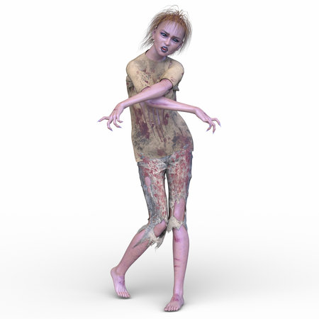 3D rendering of a female zombieの写真素材