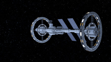 3D rendering of the artificial satelliteの写真素材