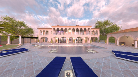 3D rendering of the resort hotelの写真素材