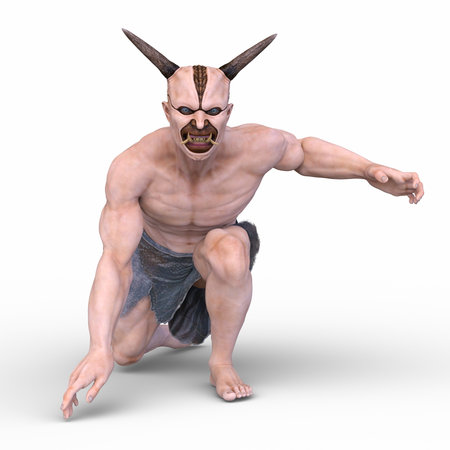 3D rendering of a young demonの写真素材