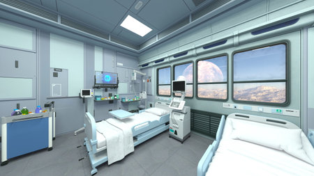 3D rendering of the sickbay in the spaceship