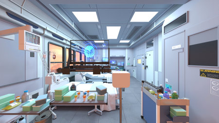 3D rendering of the sickbay in the spaceshipの写真素材