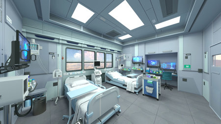 3D rendering of the sickbay in the spaceship