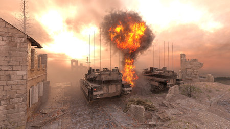 3D rendering of a tankの写真素材