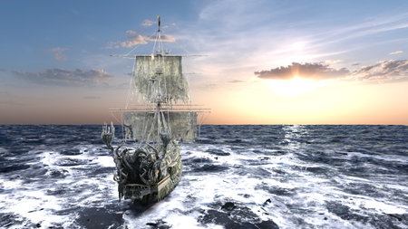 3D rendering of a pirate ship