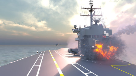 3D rendering of the aircraft carrierの写真素材