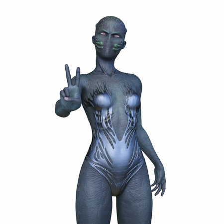 3D rendering of a female alien
