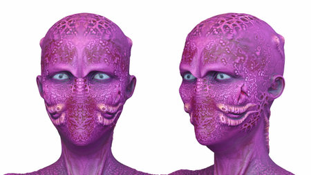 3D rendering of a female alien faceの写真素材