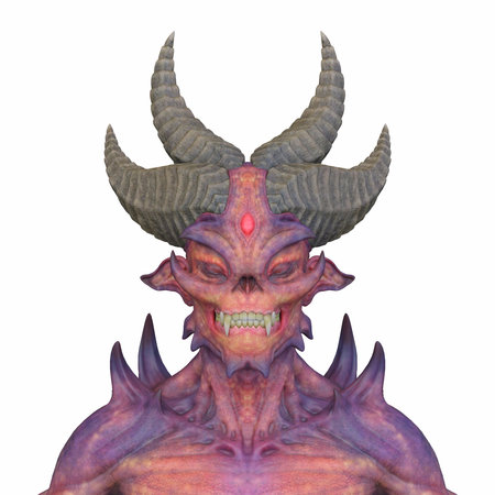 3D rendering of a monster's face close-up