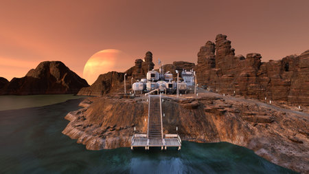 3D rendering of the planetary exploration base