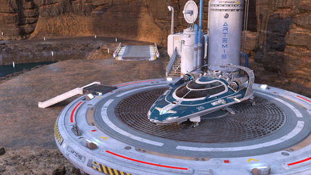 3D rendering of the planetary exploration baseの写真素材