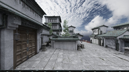 3D rendering of the Chinese style buildingsの写真素材